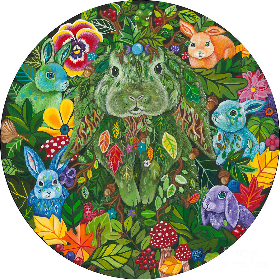 Bunnies in Nature Painting by Lynda Bell