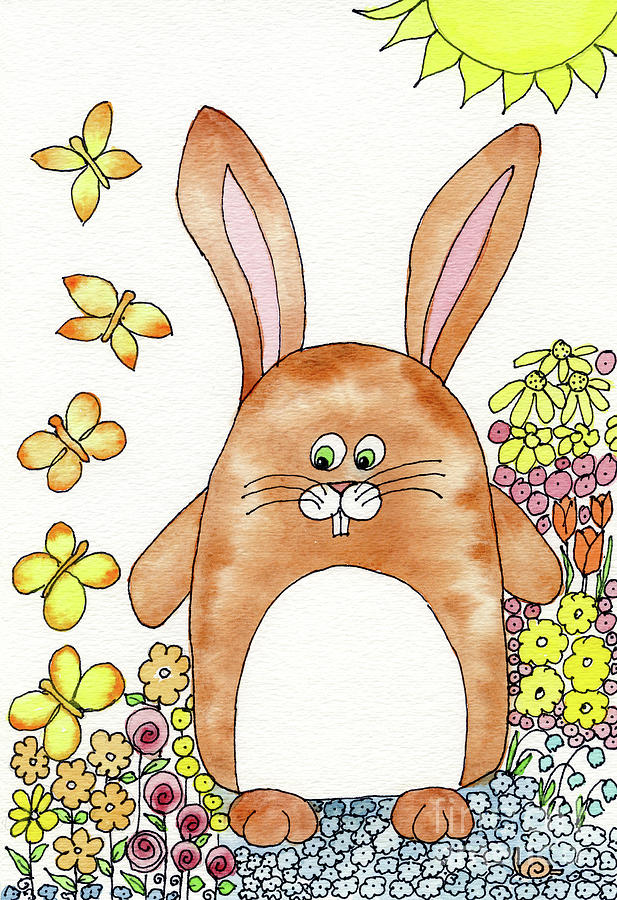 Bunny and Butterflies Painting by Norma Appleton