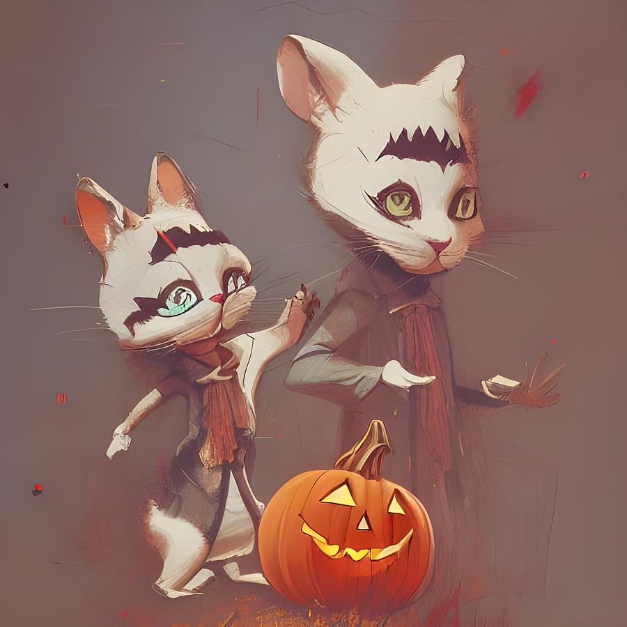 Bunny Brothers at Halloween Digital Art by Beverly Read