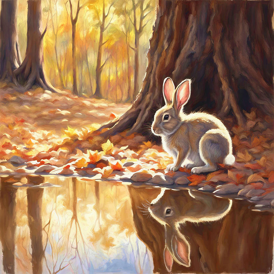 Bunny by the Creek Digital Art by Donna Kennedy
