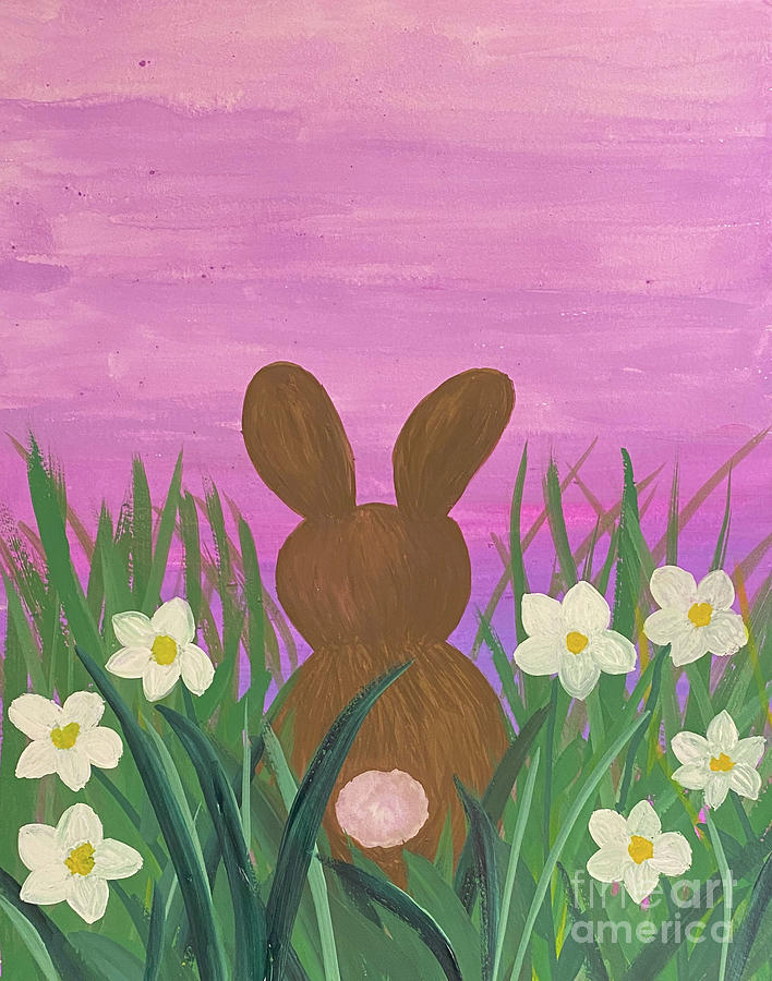 Bunny in the Grass Painting by Lisa Neuman