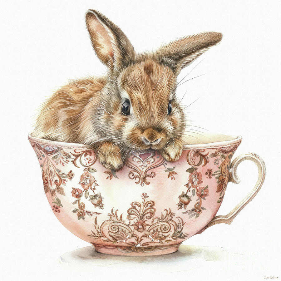 Bunny In The Pink Teacup Painting