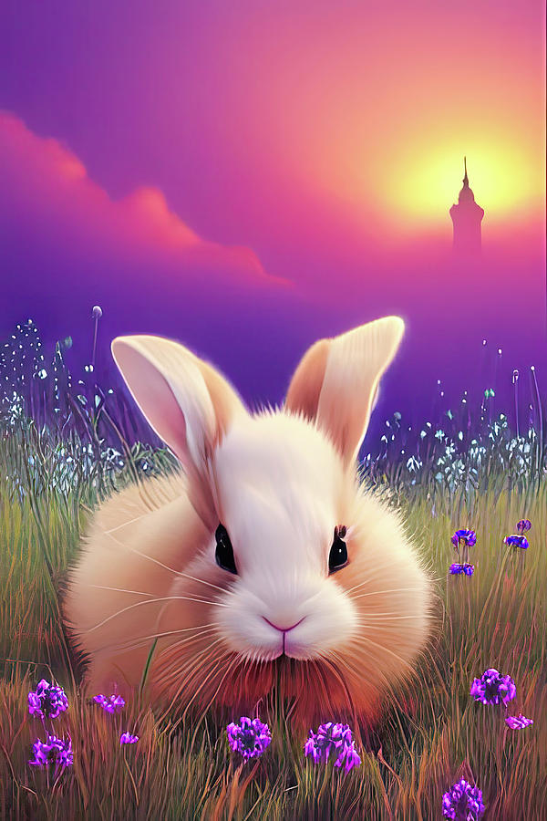 Bunny In The Wildflowers Painting by Bob Orsillo