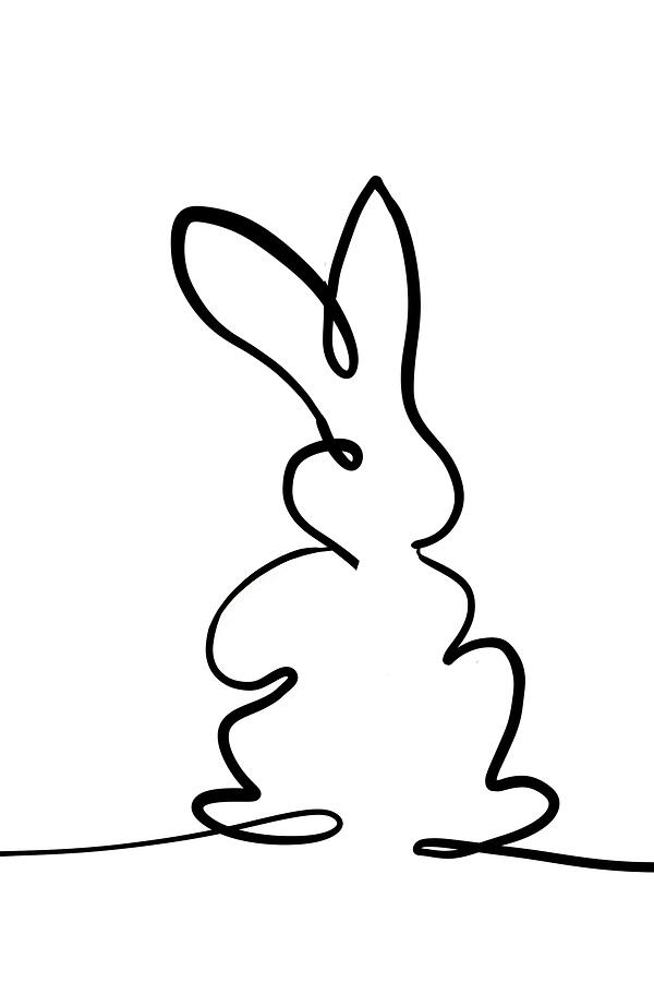 Bunny Line Art Digital Art by Pamela Williams