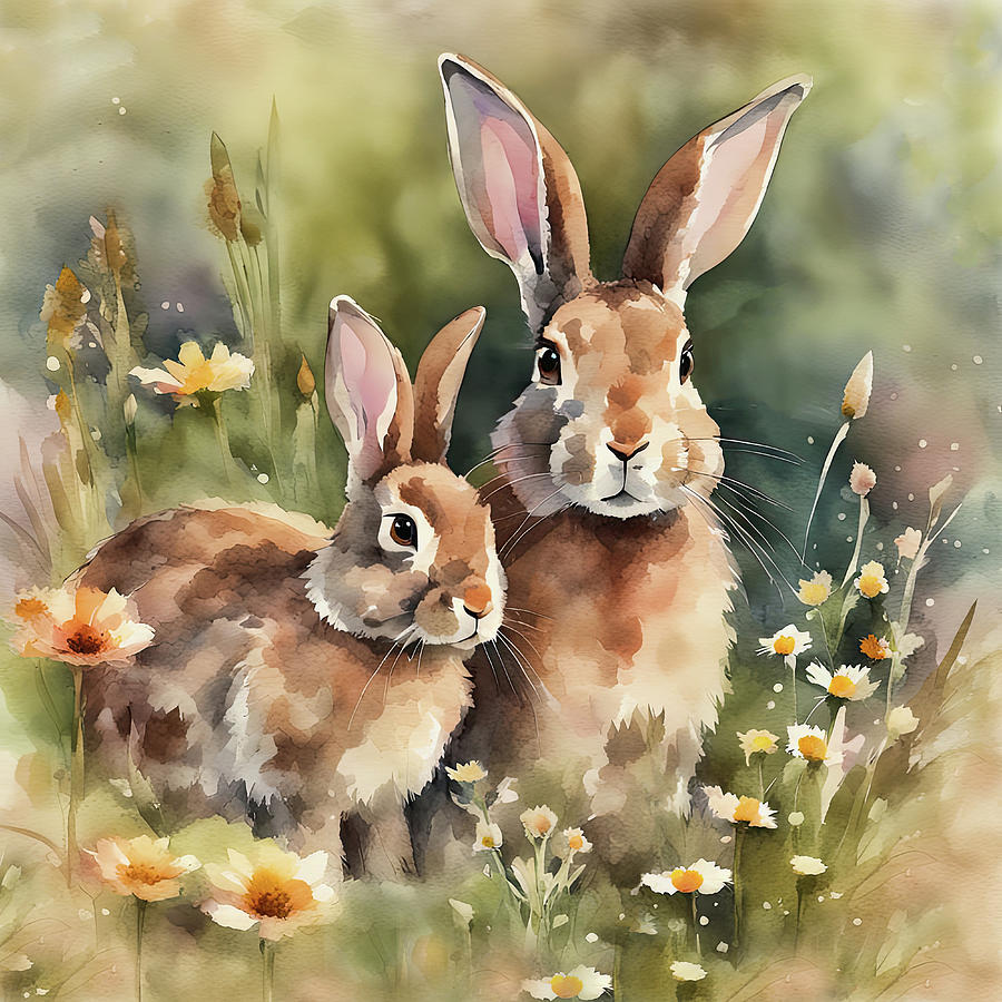 Bunny Mom And Kit Digital Art by HH Photography of Florida