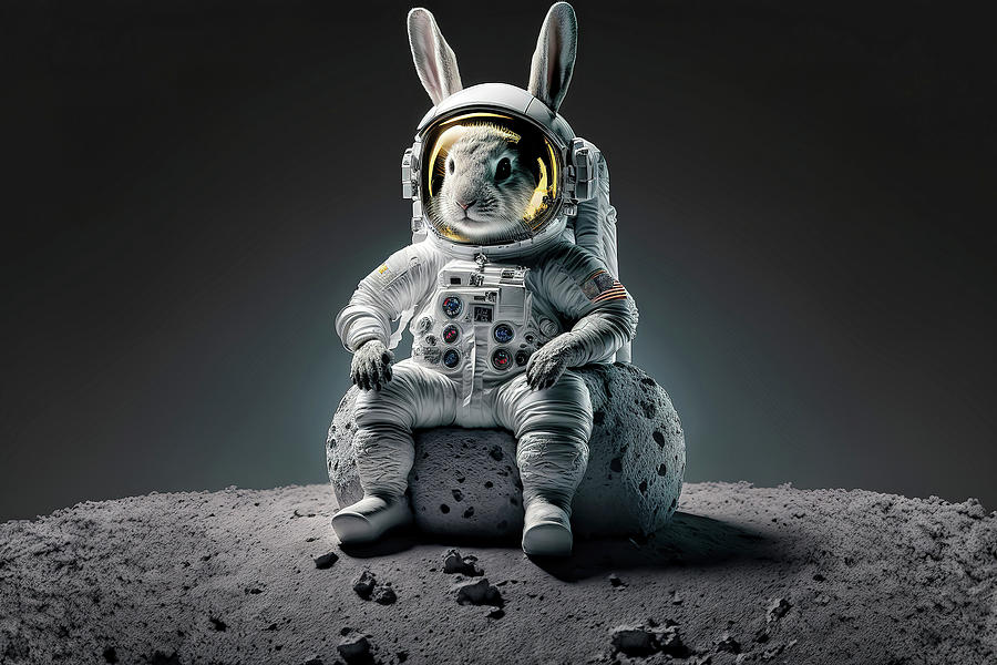 Bunny Rabbit Astronaut Digital Art by Jim Vallee