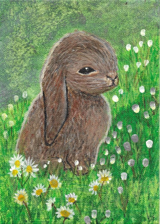 Bunny Rabbit in the Grass Painting by By Carol Renee - Pixels