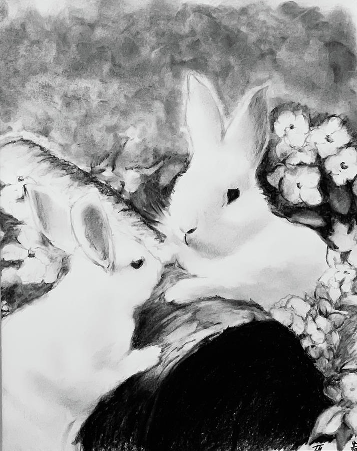 Bunny Talk Drawing by Tracy Hutchinson