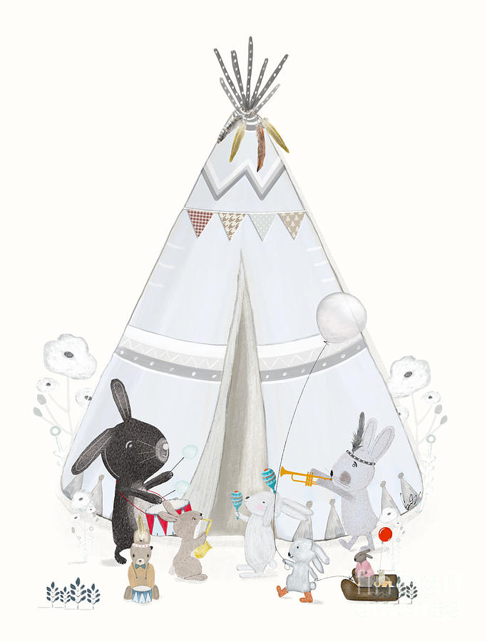 Bunny Tipi Painting by Bri Buckley