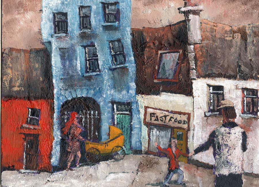 Bunraty Fast Foods Painting by Val Byrne