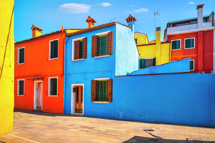 Burano Island, Street And Colorful Houses. Venice, Italy Photograph