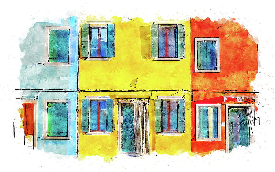 Burano, Italy - 18 Painting by AM FineArtPrints