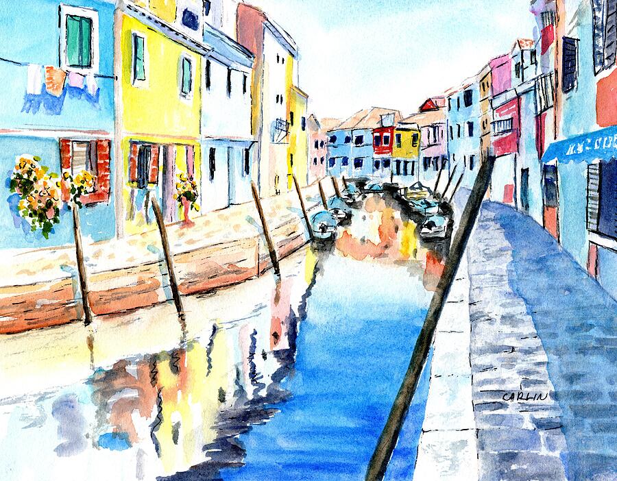 Burano Italy Colorful Houses Painting by Carlin Blahnik CarlinArtWatercolor
