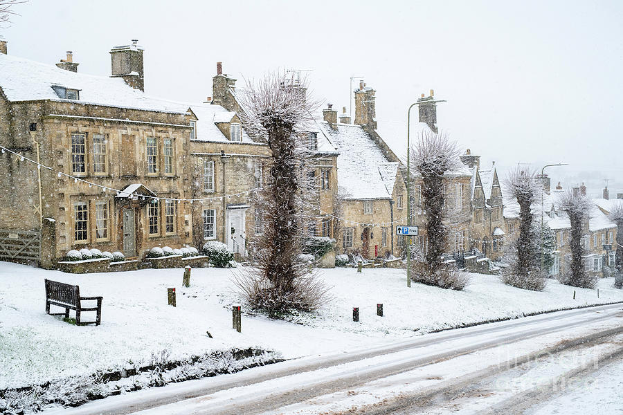 Burford Hill Cottages in the Snow at Christmas Photograph by Tim Gainey
