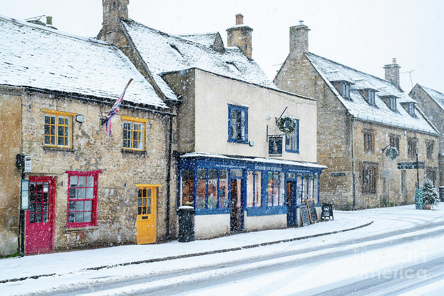 Burford Shops in the December Snow Photograph by Tim Gainey