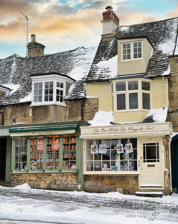 Burford Shops in the Winter Snow Photograph by Tim Gainey
