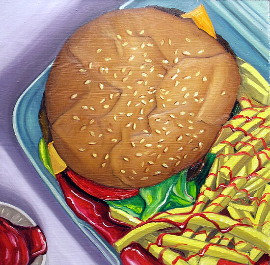 Cheese Painting - Burger and Fries by Vic Vicini