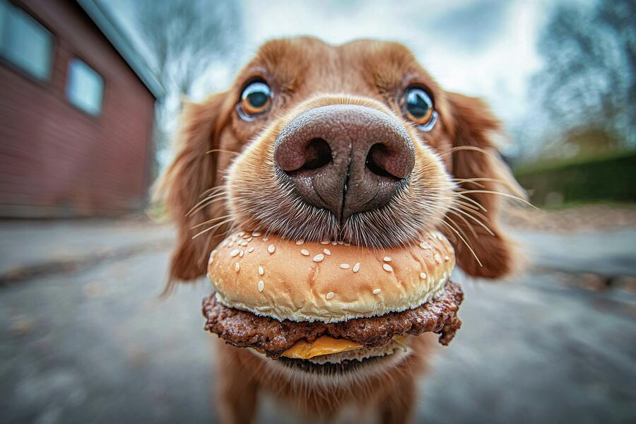 Burger Bandit - Happy Dog Digital Art by Matthias Hauser Burger Bandit - Happy Dog Digital Art by Matthias Hauser