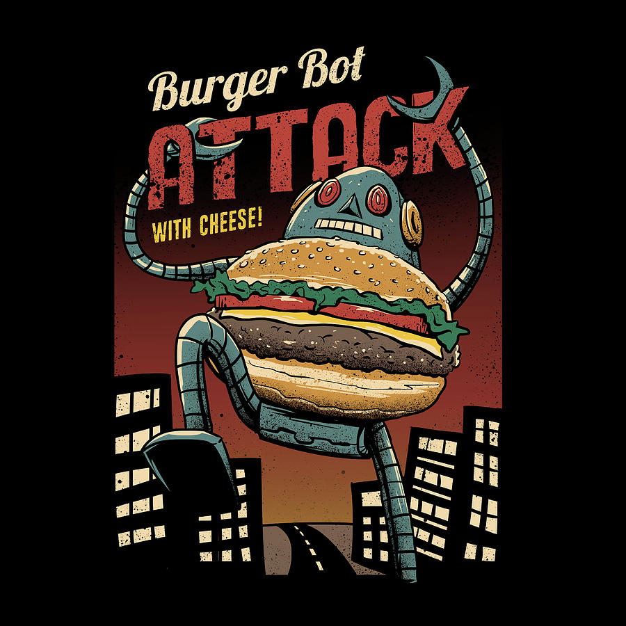 Burger Digital Art - Burger Bot by Vincent Trinidad