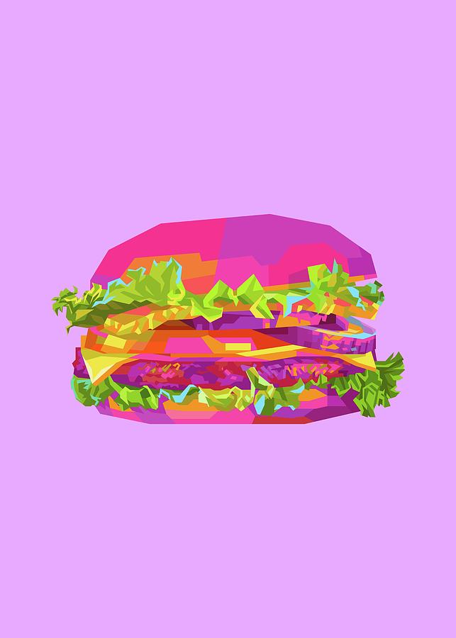 Burger Wpap Pop Art Purple Background Digital Art