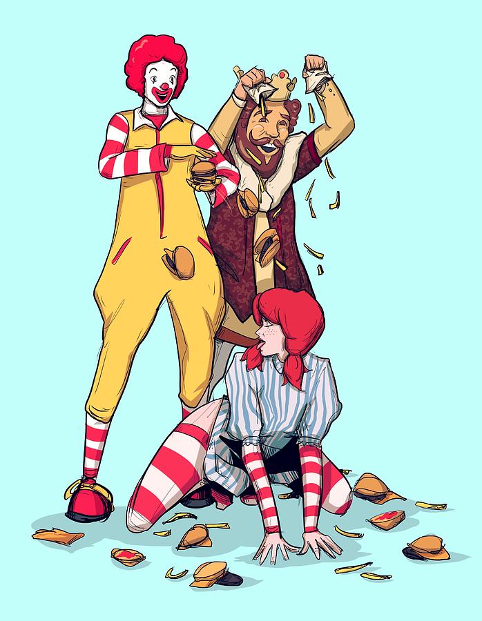 Mcdonalds Drawing - Burgers and Fries by Ludwig Van Bacon
