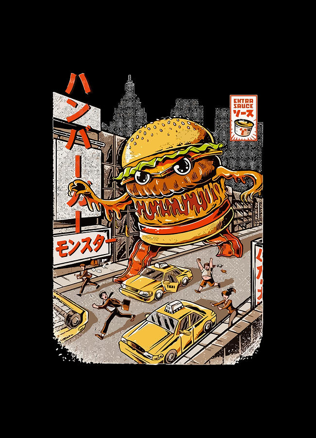 BurgerZilla Drawing by Gandolfo Cremonesi - Fine Art America