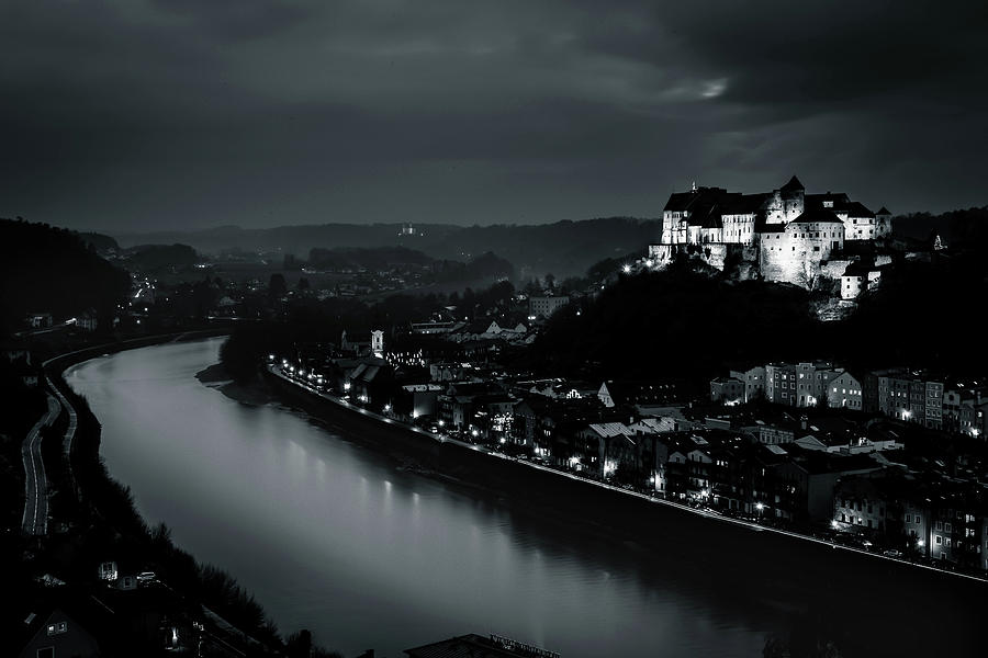 Burghausen Castle in Black and White Photograph by Andrew Matwijec