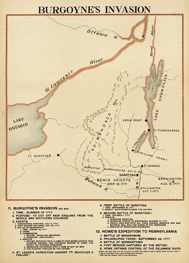 Burgoynes Invasion Drawing By Vintage Maps - Fine Art America