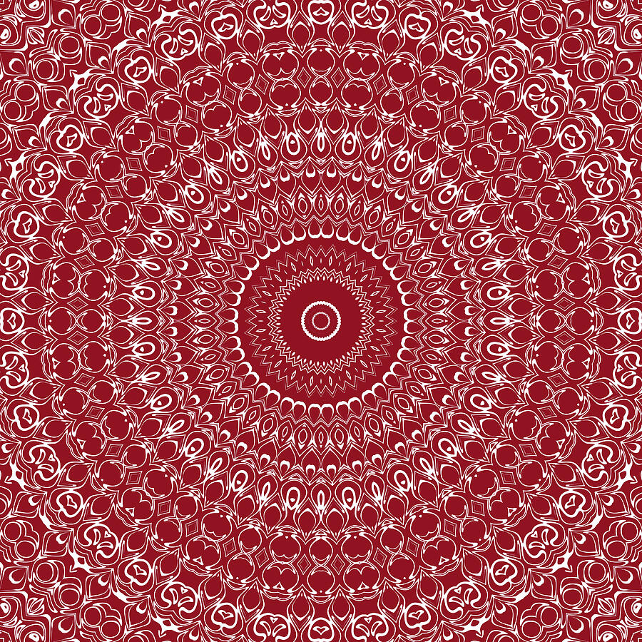 Burgundy Mandala Kaleidoscope Medallion Design Digital Art by Mercury McCutcheon