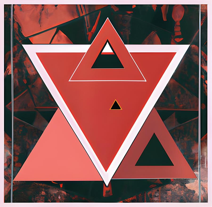 Abstract Digital Art - Burgundy Triangles by Kristen OSullivan