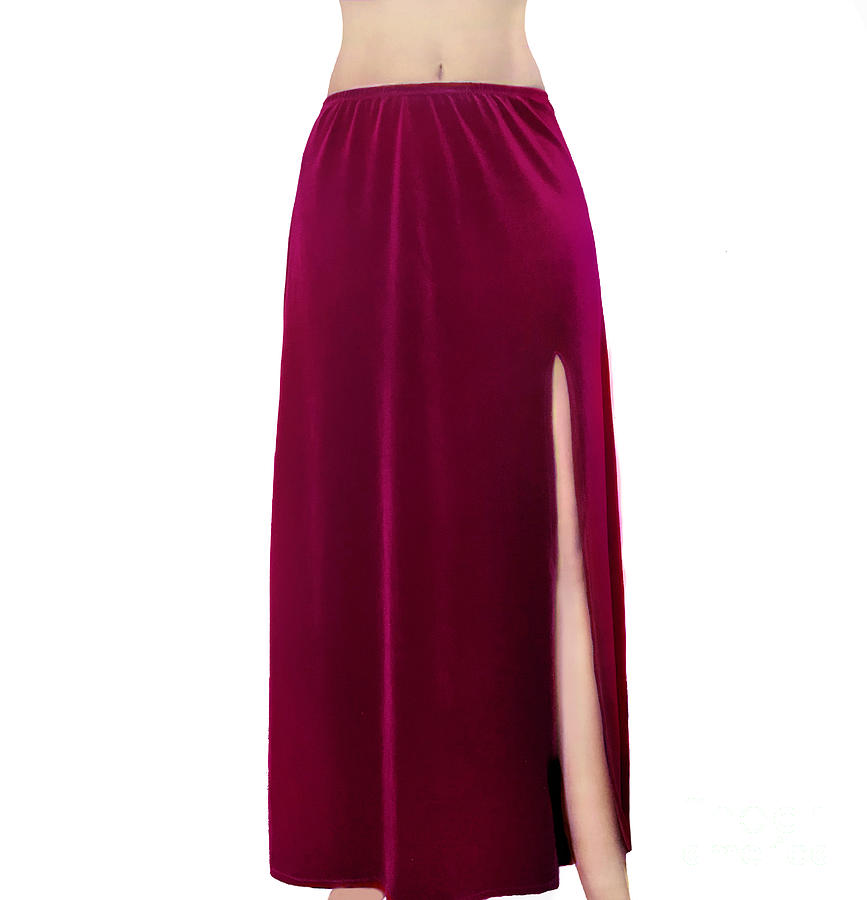 Burgundy velvet skirt with slit. Ameynra design Photograph by Sofia ...