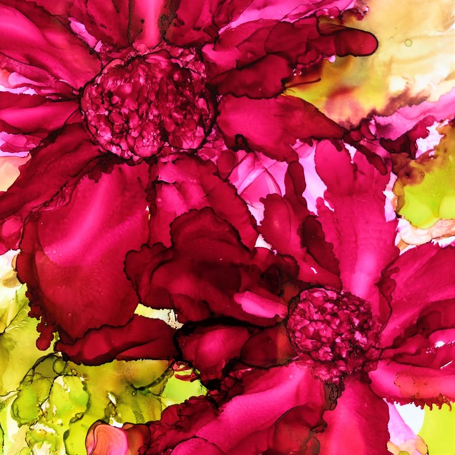 Burgundy Wild Flowers Painting by Rachelle Stracke