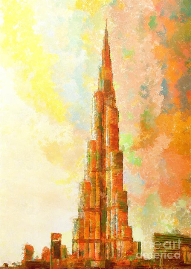 Burj Khalifa Abstract Paint Drawing by Stefano Senise
