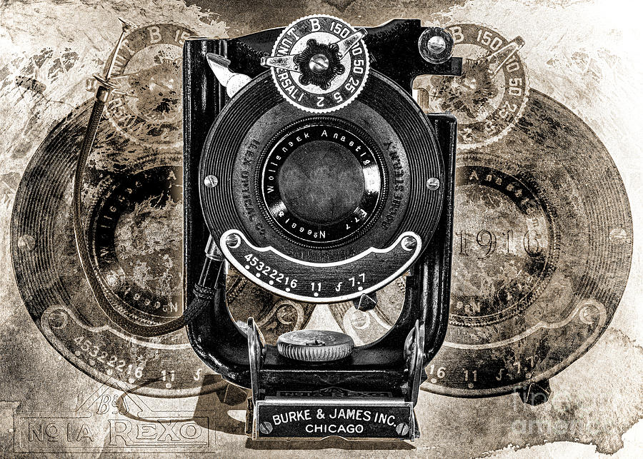 Burke And James  No. 1a Rexo Lens Assembly - Black And White Digital Art by Anthony Ellis