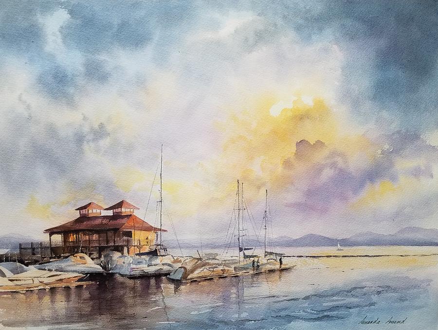 Burlington Boathouse Painting by Amanda Amend