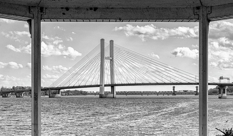 Burlington Bridge View From A Gazebo Photograph by Tony Locke