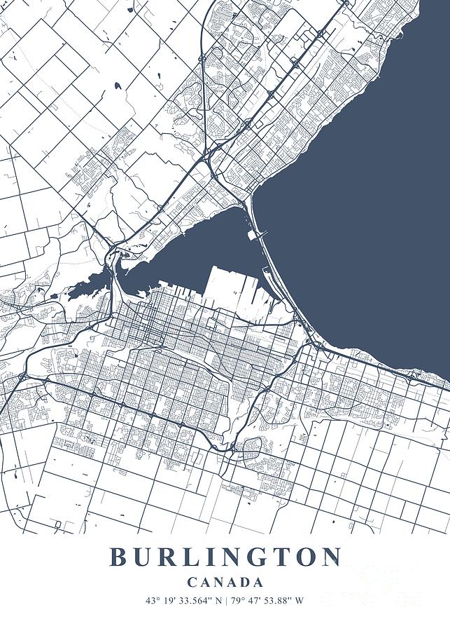 Burlington - Canada Ash Plane Map Photograph by Tien Stencil | Fine Art ...