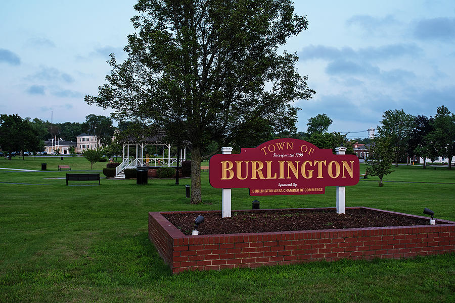 Burlington MA City Sign Town Common Magee Gazebo Photograph by Toby McGuire
