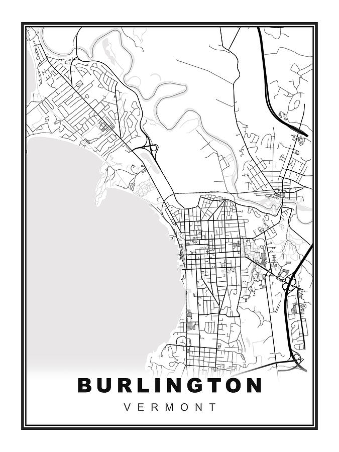 Burlington Map Digital Art by Ipsita Das - Pixels