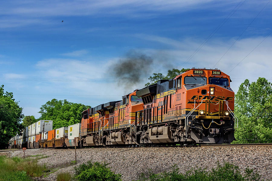 Burlington Northern Santa Fe Railway BNSF 3920 GE ET44C4 Pyrography by Steelrails Photography