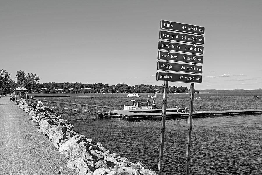 Burlington Vermont Island Line Bike Trail Ferry to Hero Island Black and White Photograph by Toby McGuire