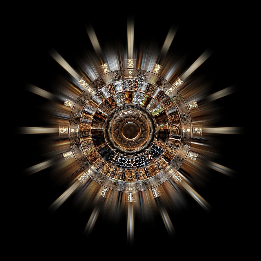 Burlwood Ships Wheel Zoom Star Digital Art by David Manlove