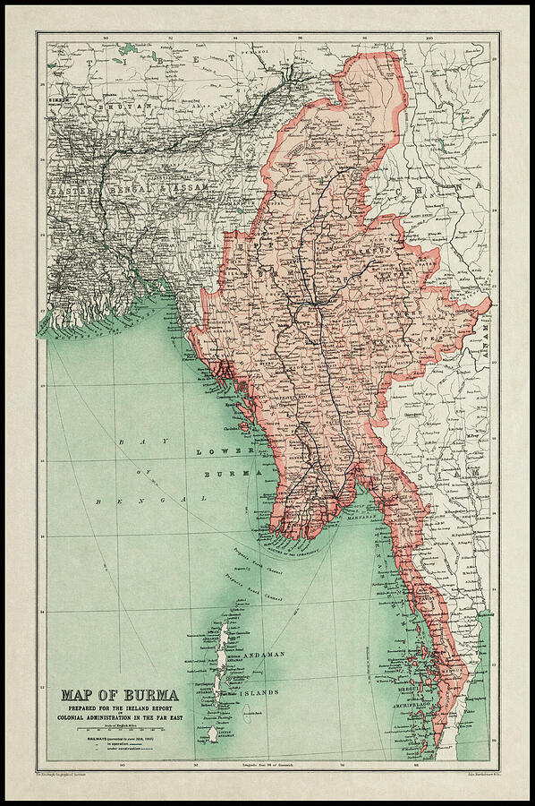 Burma Myanmar Vintage Map 1905 Photograph by Carol Japp - Pixels