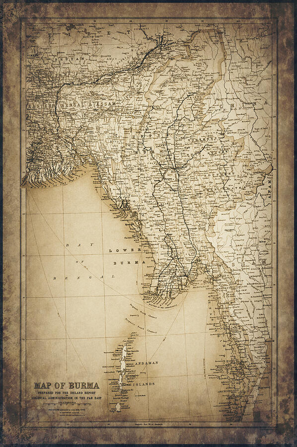 Burma Myanmar Vintage Map 1905 Sepia Photograph by Carol Japp | Fine ...