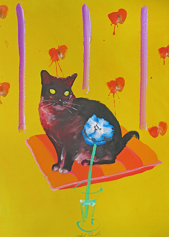 Burmese Cat on a Cushion Painting by Charles Stuart