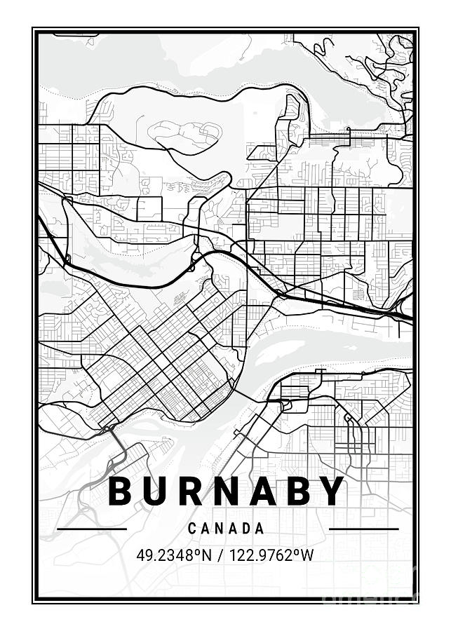 Burnaby - Canada Light City Map Digital Art by Tien Stencil - Pixels