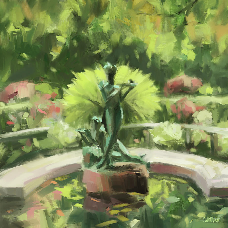 Burnett Fountain Conservatory Garden Central Park NYC Painting by Beverly Brown