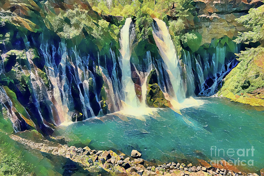 Burney Falls -  McArthur-Burney Falls Memorial State Park Digital Art by Joseph Hendrix