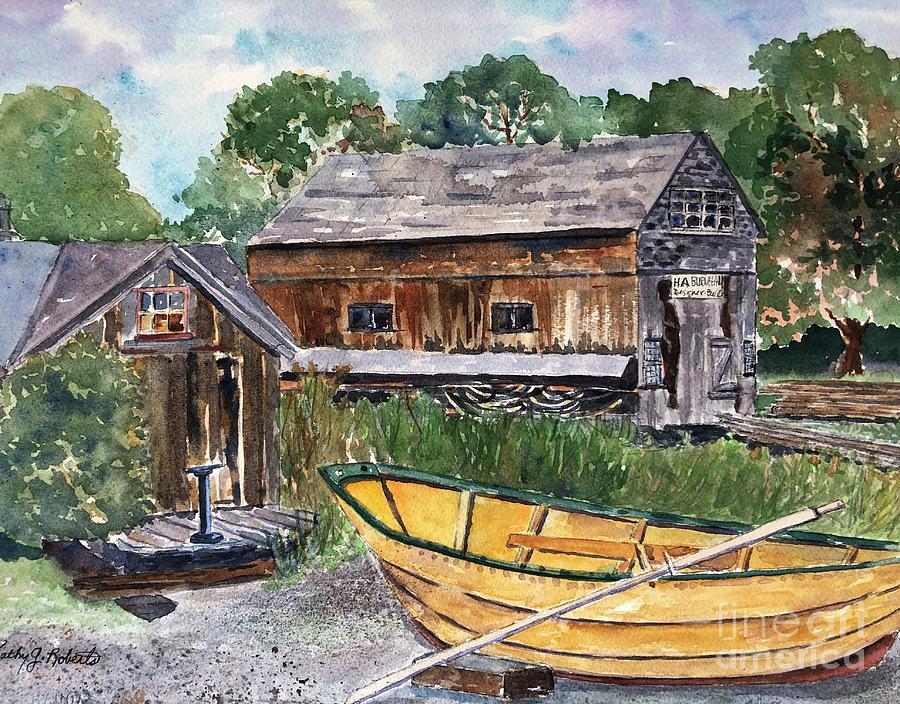 Burnhams Boatyard in Essex Painting by Kathryn G Roberts