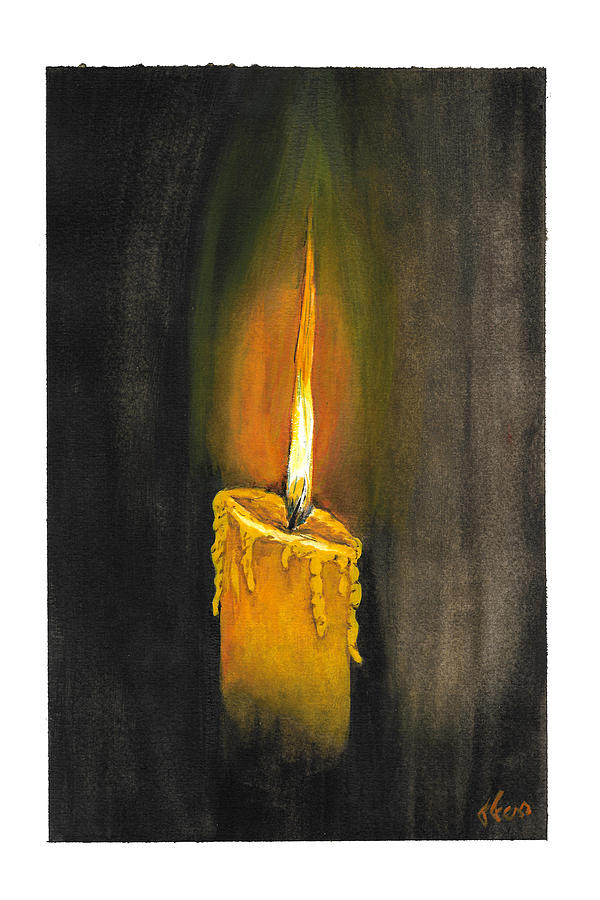 Burning candle Painting by Tatiana Fess